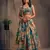 Teal Blue and Orange Floral Printed Organza Lehenga 