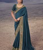 Heavy Vichitra Silk Embroidered Border Saree
