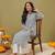 Hand Embroidered Grey Georgette Lucknow Chikankari Women Kurta With Slip