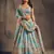  Sky Blue Floral Print And Sequins Embroidered Organza Lehenga Choli For Bride
