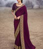 Heavy Vichitra Silk Embroidered Border Saree