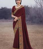 Heavy Vichitra Silk Embroidered Border Saree