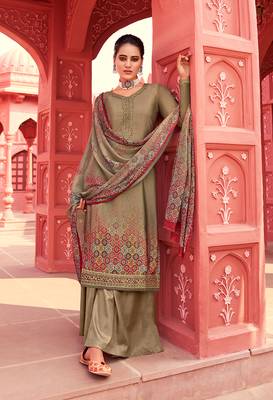 Dark-beige digital print crepe salwar 1
