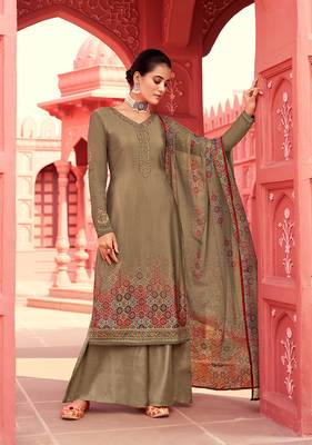 Dark-beige digital print crepe salwar 2