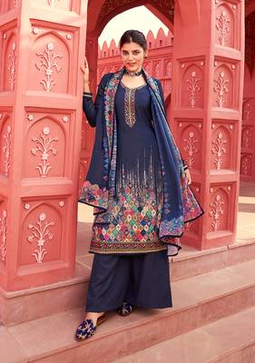 Navy-blue digital print crepe salwar 1