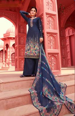 Navy-blue digital print crepe salwar 2