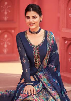 Navy-blue digital print crepe salwar 3