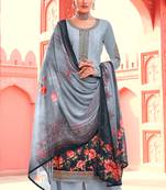 Light-grey digital print crepe salwar