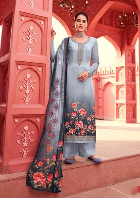 Light-grey digital print crepe salwar 2