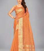 Orange woven silk saree with blouse