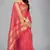Peach woven silk saree with blouse
