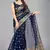 Navy blue woven silk saree with blouse