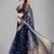 Navy blue woven silk saree with blouse
