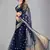 Navy blue woven silk saree with blouse