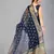 Navy blue woven silk saree with blouse