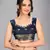 Navy blue woven silk saree with blouse
