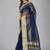 Navy blue woven silk saree with blouse
