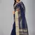 Navy blue woven silk saree with blouse