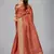 Rust plain silk saree with blouse
