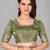 Green plain silk saree with blouse