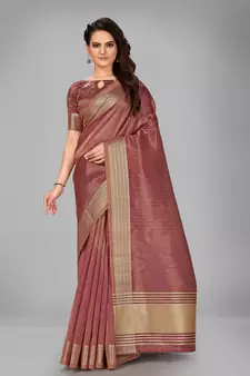 Maroon plain silk saree with blouse
