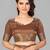 Brown plain silk saree with blouse
