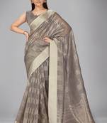Grey woven silk saree with blouse