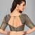 Grey plain silk saree with blouse