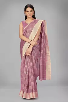 Purple woven silk saree with blouse