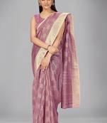 Purple woven silk saree with blouse