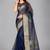 Dark blue woven silk saree with blouse