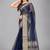 Dark blue woven silk saree with blouse