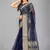 Dark blue woven silk saree with blouse