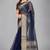Dark blue woven silk saree with blouse