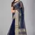 Dark blue woven silk saree with blouse