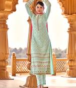 Light-green embroidered pure georgette salwar