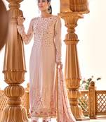 Peach embroidered pure georgette salwar