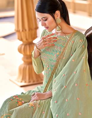 Green embroidered pure georgette salwar 3