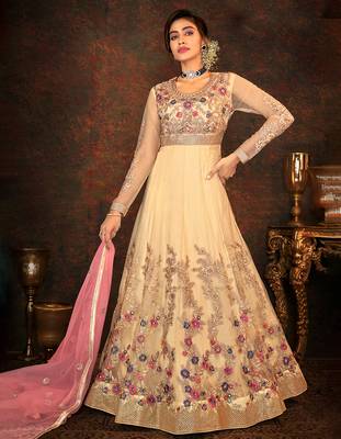 Yellow embroidered net salwar 1