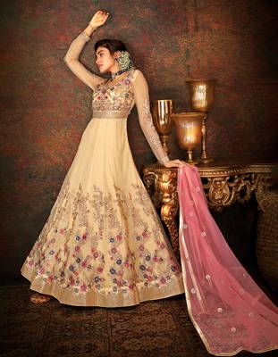 Yellow embroidered net salwar 2