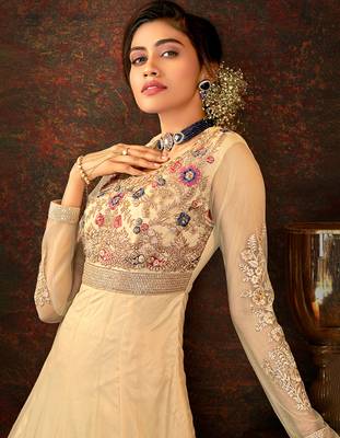 Yellow embroidered net salwar 3