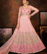 Pink embroidered net salwar