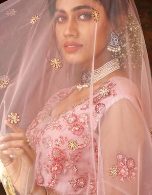Pink embroidered net salwar 2