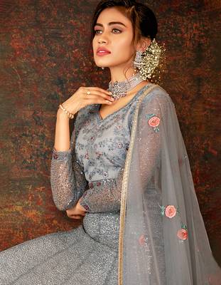 Grey embroidered net salwar 3