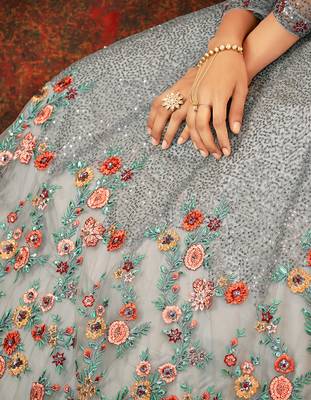 Grey embroidered net salwar 4