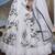 White & Black Multi Color Block Print with Sequins embroidered Soft organza Semi Stitched bridal lehenga choli