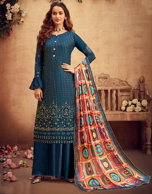 Pink embroidered georgette salwar 1