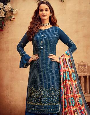 Pink embroidered georgette salwar 3
