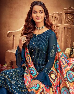Pink embroidered georgette salwar 4