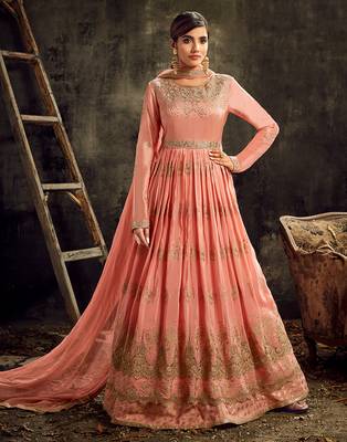 Maroon embroidered georgette salwar 1